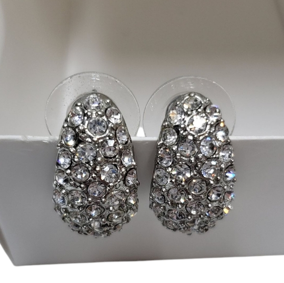 Elegant Silver Tone Crystal Pierced Earrings - Picture 8 of 8
